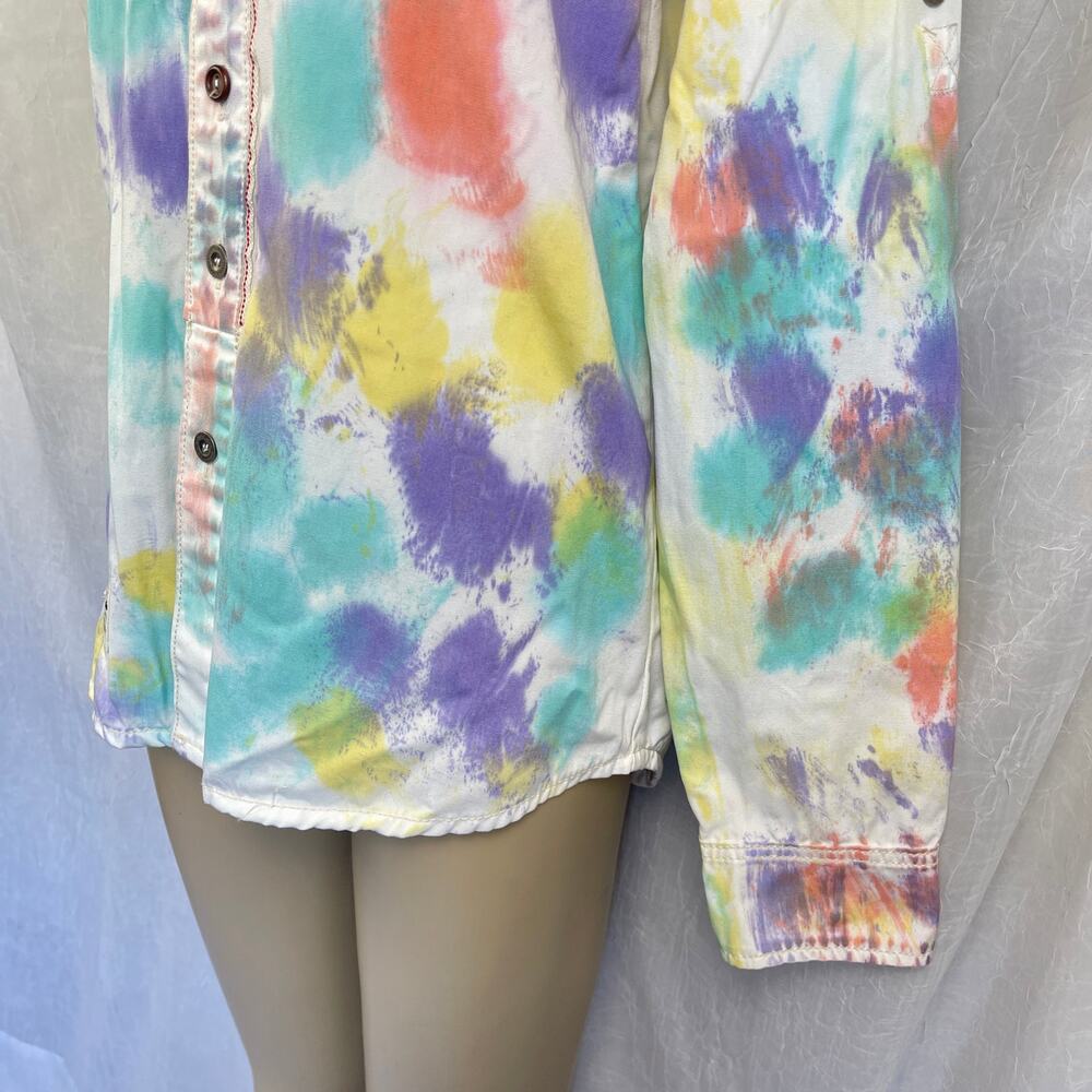 Denim Distillery Heritage America White Button Down Colorful Paint Pattern Shirt - Picture 3 of 16